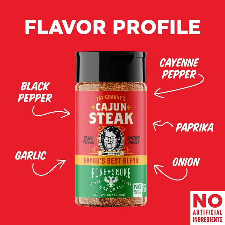 Fire & Smoke Society Fat Granny's Cajun Steak Seasoning, 4.8oz