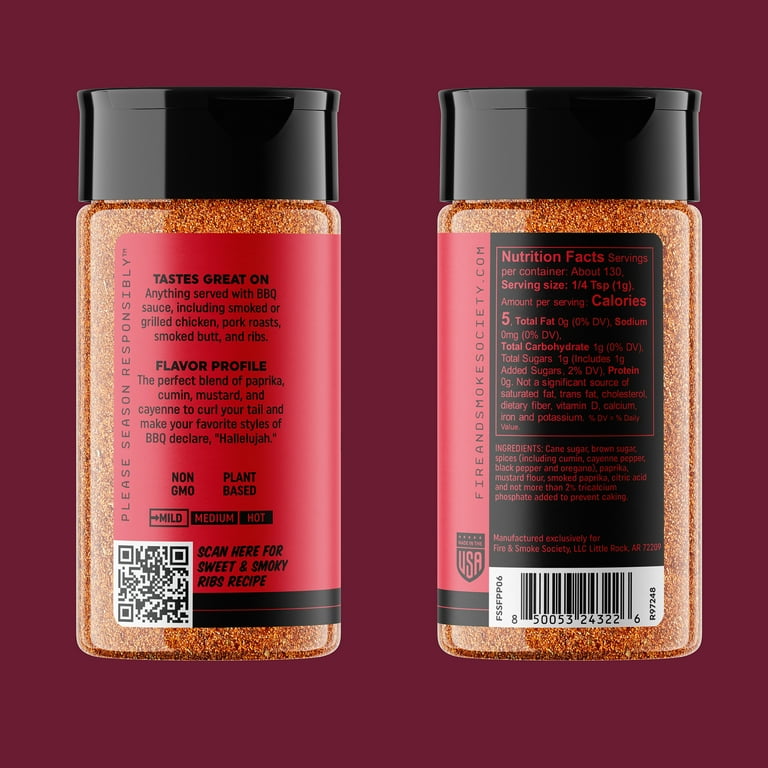 Fire & Smoke Society Brazen Pig BBQ Seasoning, No Salt Seasoning