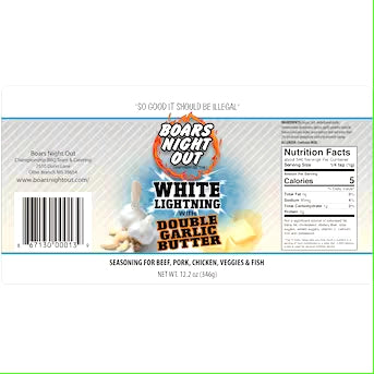 Boars Night Out White Lightning Double Garlic Butter, 12.2oz