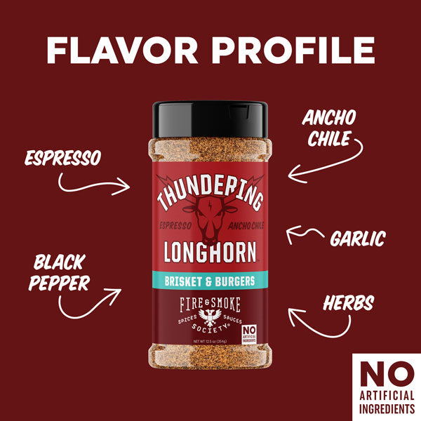 Fire & Smoke Society THUNDERING LONGHORN Beef Rub 12.5oz - SlobsRus BBQ