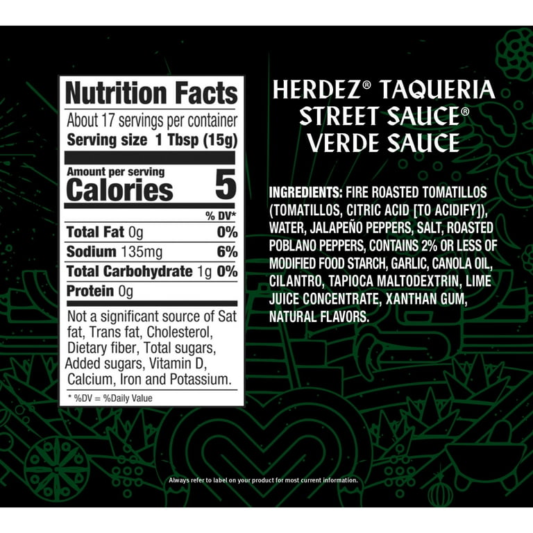 HERDEZ TAQUERIA STREET SAUCE Original Verde Mild Taco Sauce, 9 oz