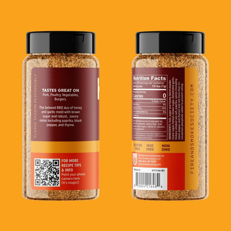 Fire & Smoke Society Honey Garlic BBQ Rub, 9.5 Oz