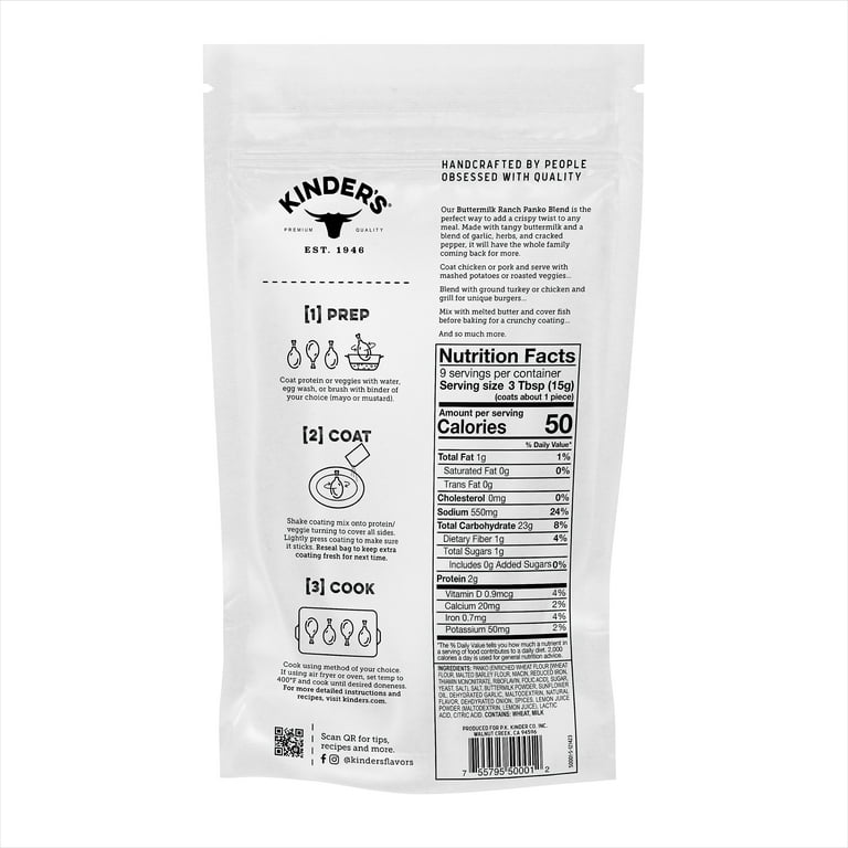 Kinder's Buttermilk Ranch Seasoned Panko Bread Crumb Coating, 5 oz