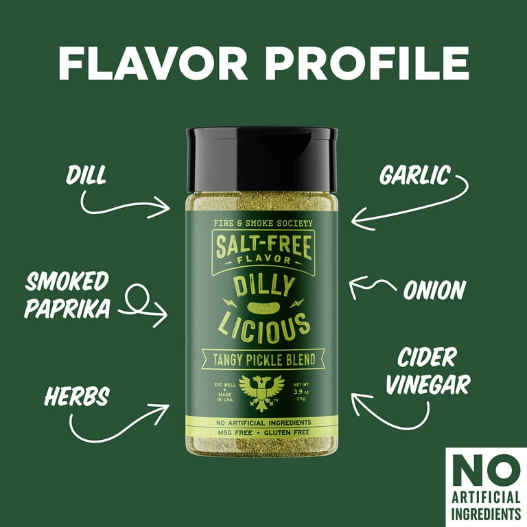 Fire & Smoke Society Dilly Licious BBQ Tangy Pickle Blend, No Salt Seasoning