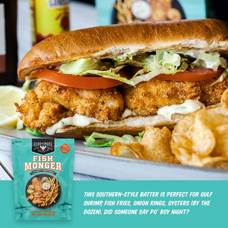 Fire & Smoke Society Southern Style Crispy Fish Fry Mix, Fish Monger Coating, 12.1oz