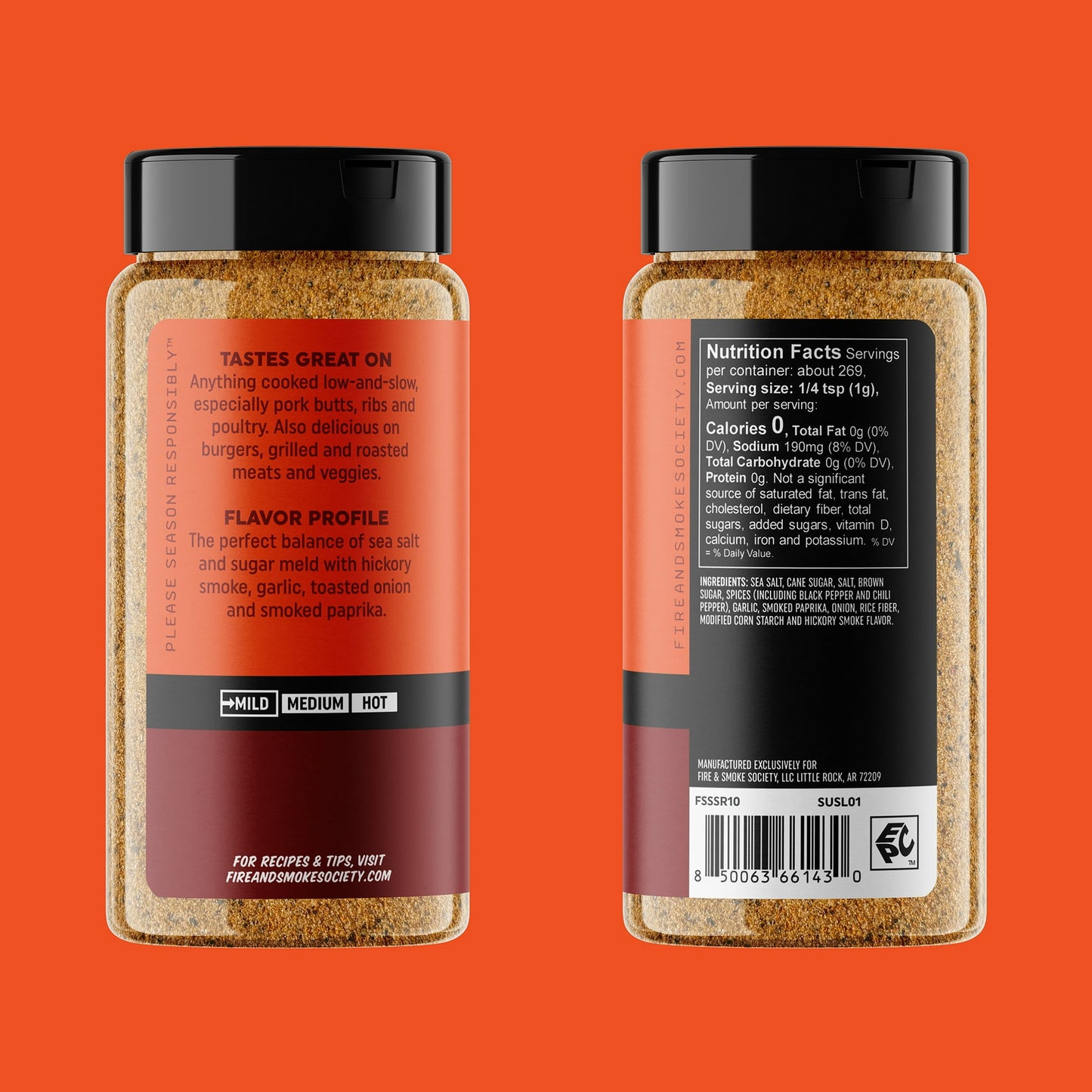 Fire & Smoke Society Sugar and Smoke BBQ Seasoning, 9.9 oz