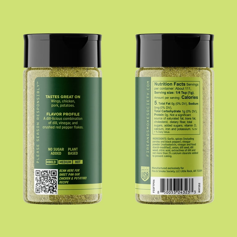 Fire & Smoke Society Dilly Licious BBQ Tangy Pickle Blend, No Salt Seasoning