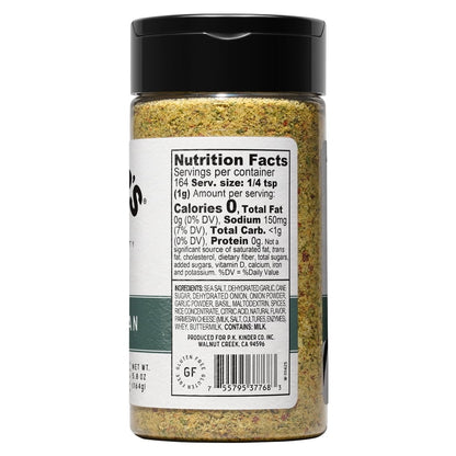 Kinder's Basil Parmesan Seasoning Blend with Garlic and Sea Salt, 5.8 oz