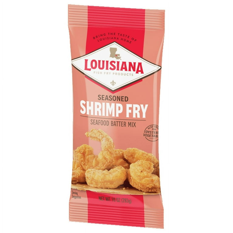 Louisiana Fish Fry Products Crispy Seasoned Shrimp Fry Batter Powder Mix, 10 oz Bag