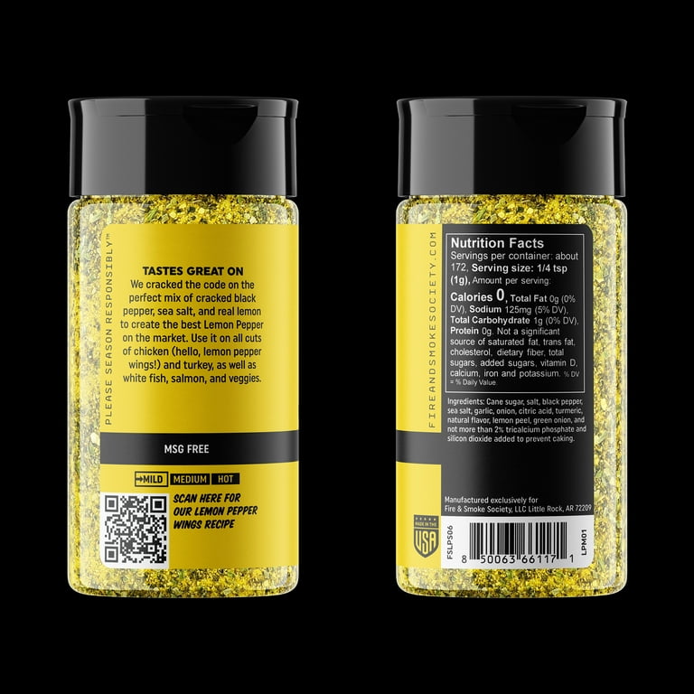 Fire & Smoke Society Lemon Pepper Seasoning, 6oz