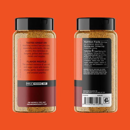 Fire & Smoke Society Sugar and Smoke BBQ Seasoning, 9.9 oz