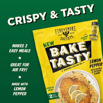 Fire & Smoke Society Bake Tasty Lemon Pepper Seasoned Coating Mix, 5.3 oz
