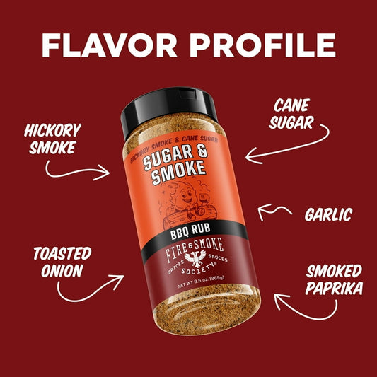 Fire & Smoke Society Sugar and Smoke BBQ Seasoning, 9.9 oz