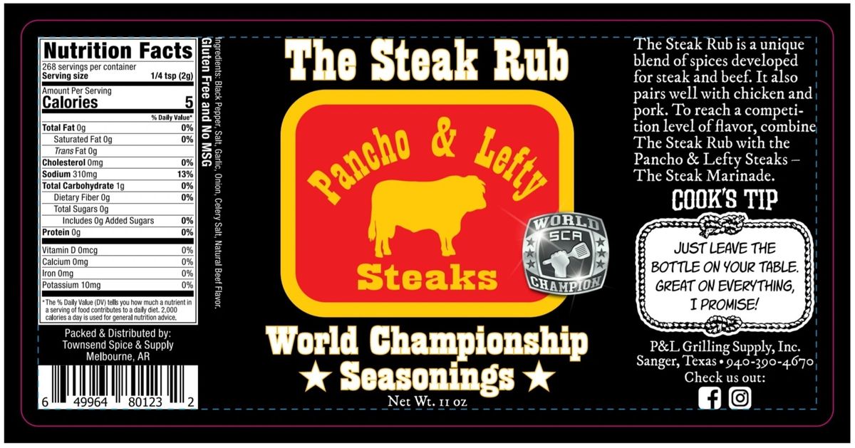 Pancho and Lefty The Steak Rub Seasoning All Purpose, 11oz